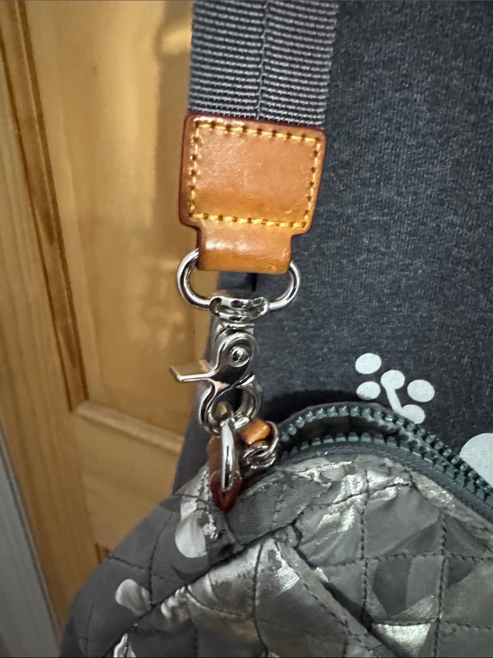 MZ Wallace Quilted Gray Crossbody camera bag  with Leather Trim Accents - Picture 5 of 8